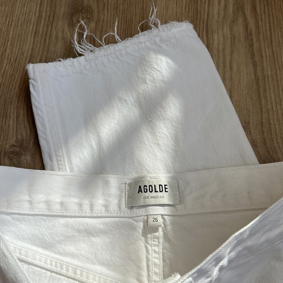 Agolde 90's Mid Rise Loose Fit White Jeans Size 26 in Vanish White - Picture 4 of 7